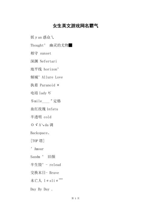 王者id名搞怪小众英文女,王者id名搞怪小众英文女孩-第2张图片-无暮网