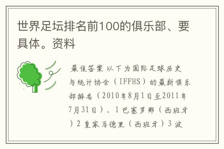 世界足球俱乐部排名前100(世界足球俱乐部排名最新)-第3张图片-无暮网 世界足球俱乐部排名前100(世界足球俱乐部排名最新)-第3张图片-无暮网