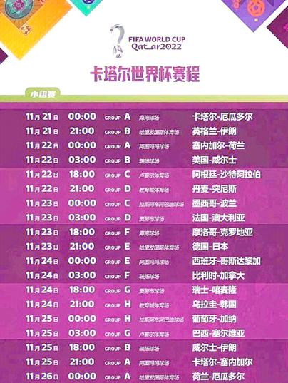 222世界杯开幕式时间,22届世界杯赛程